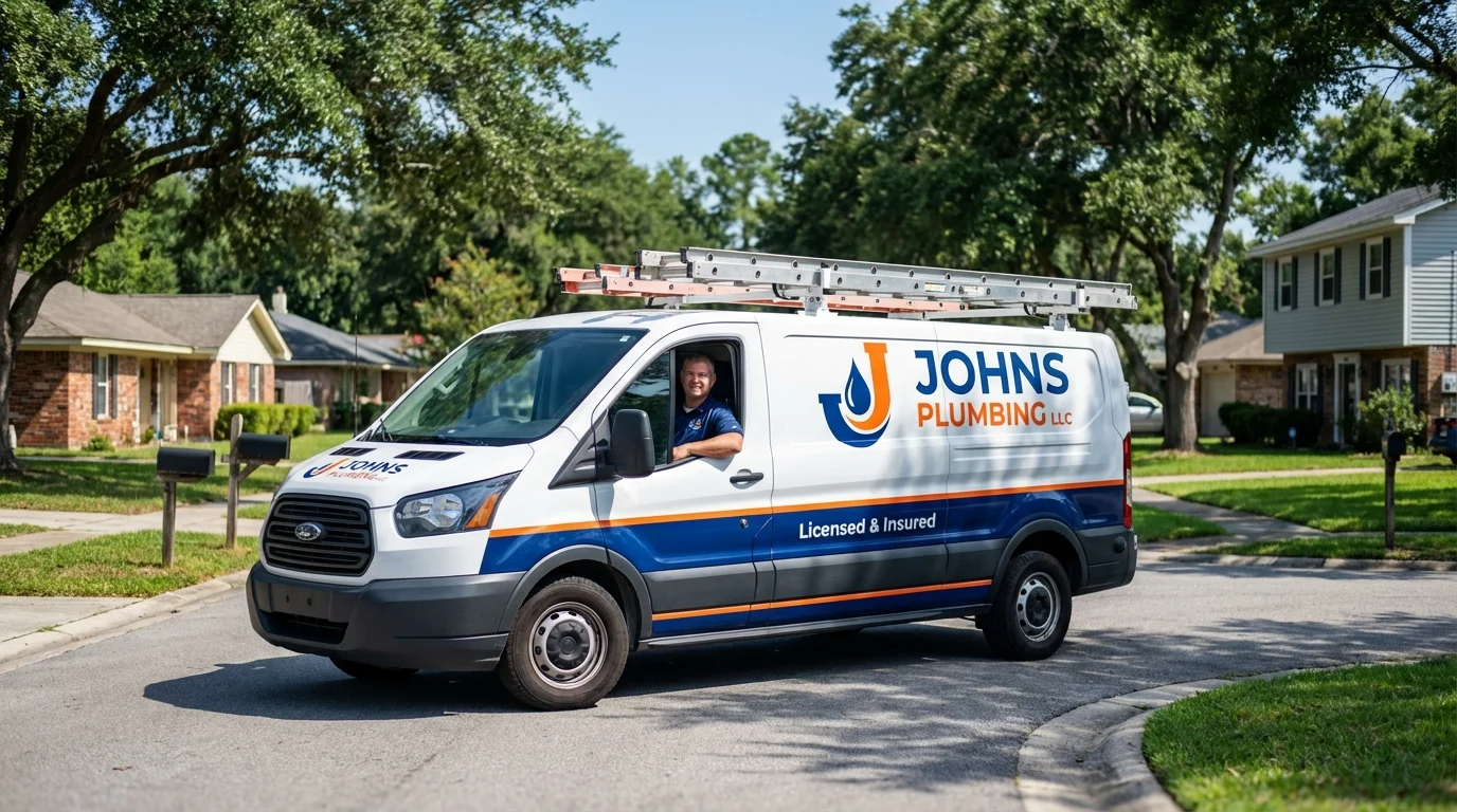 Johns Plumbing LLC service van in Tchula, MS