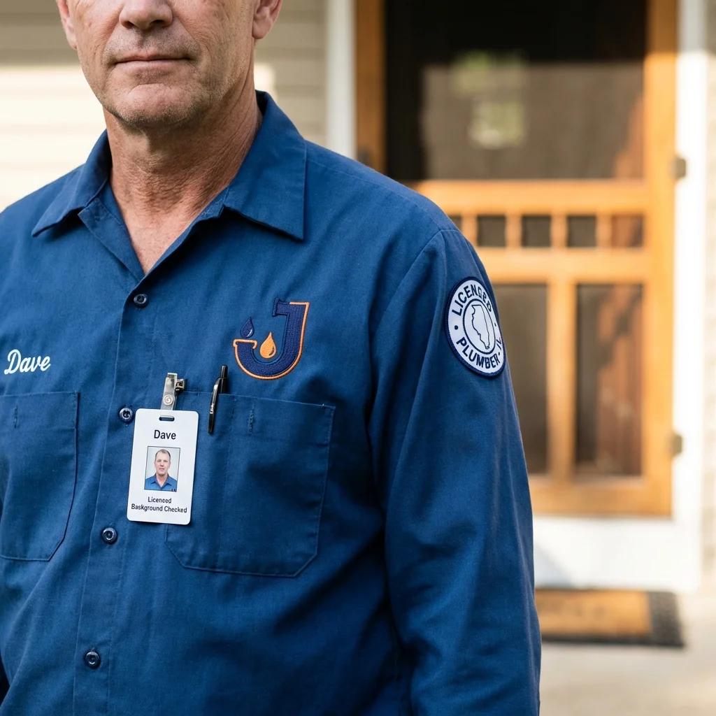 Licensed plumber showing ID badge in Tchula, MS