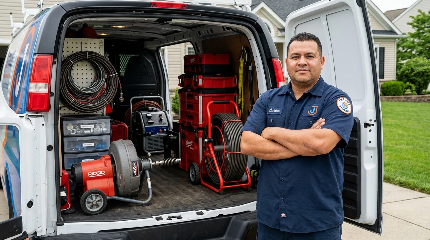Professional drain cleaning equipment and Johns Plumbing LLC plumber in Tchula