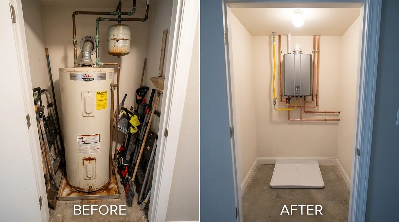 Tank water heater versus wall-mounted tankless unit comparison for Tchula, MS homeowners